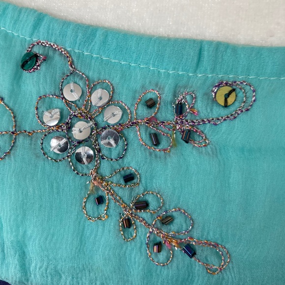 Embellished Tank Top w Flared Mixed Media Lace SIZE L - Picture 5 of 12